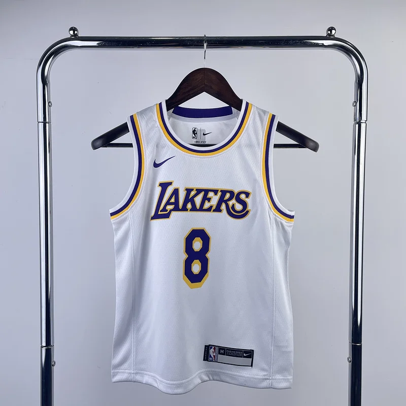 Youth kids Basketball Jersey Los Angeles Lakers White #8 BRYANT