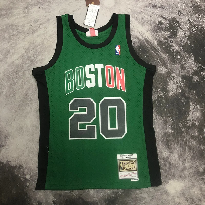 MN Hot Print Retro Boston Celtics Basketball Jersey italian race #20 ALLEN