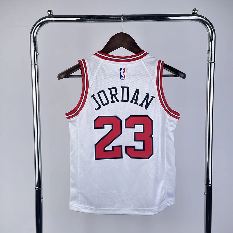 Youth kids Basketball Jersey Chicago Bulls White #23 JORDAN