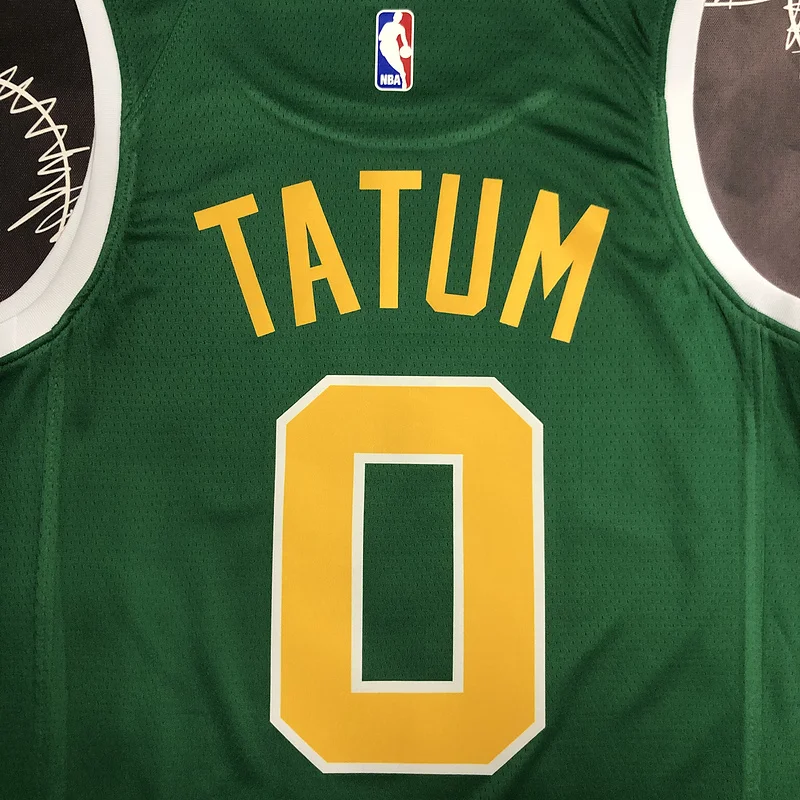 NBA Boston Celtics Basketball Jersey Green Gold #0 TATUM