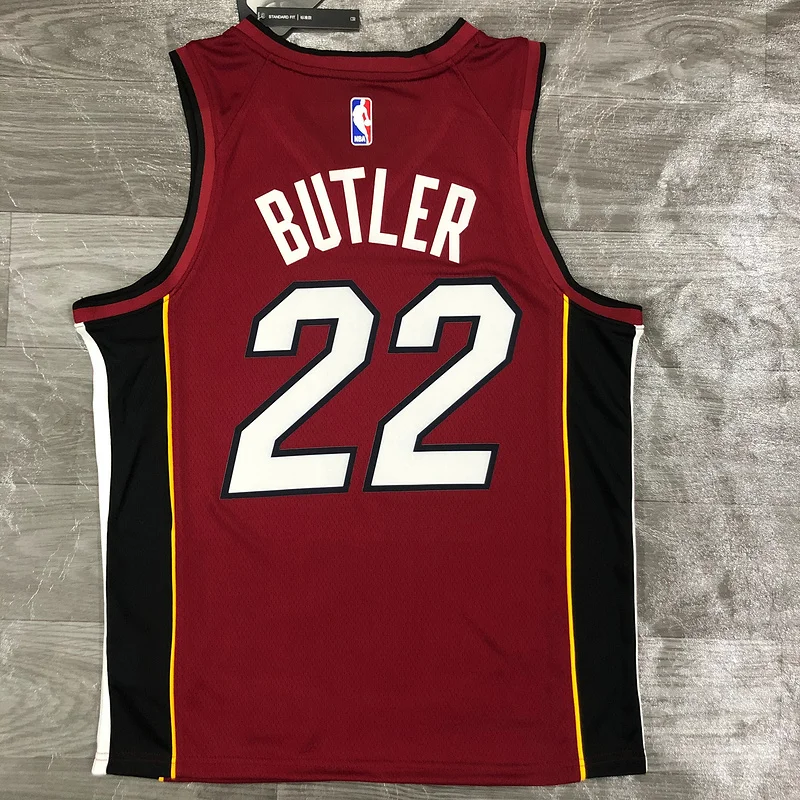 2021 Season NBA Miami Heat basketball jersey Jordan V-neck maroon red #22 BUTLER