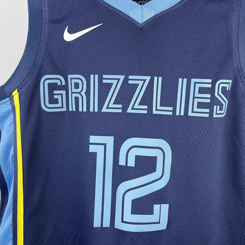 Youth kids Basketball Jersey Memphis Grizzlies Blue #12 MORANT