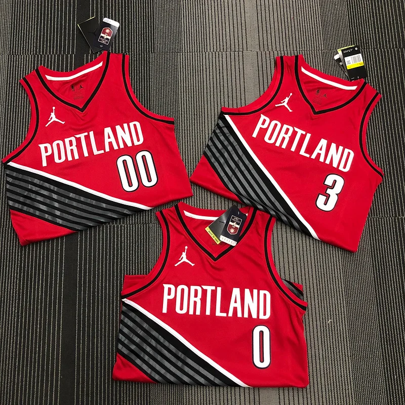 Portland Trail Blazers Basketball Jersey Red Jordan Style #0 LILIARD