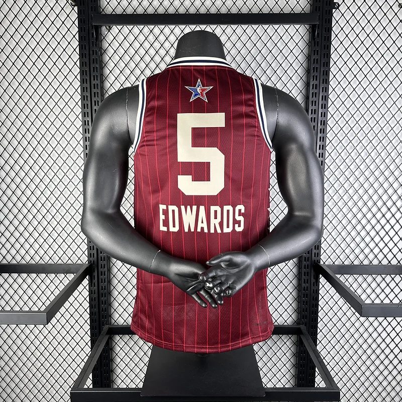 2024 All-Star Minnesota Timberwolves Basketball Jersey Red #5 EDWARDS