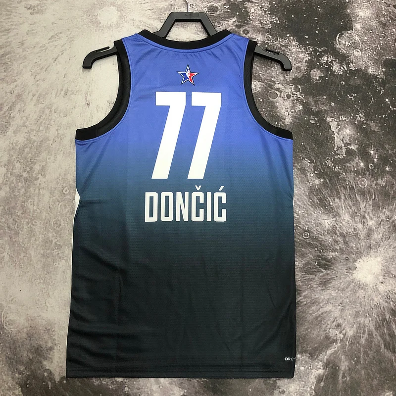 2023 Season NBA Dallas Mavericks basketball jersey All-Star Blue #77 DONCIC