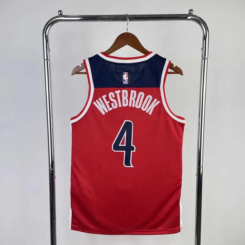 2023  Washington Wizards Basketball Jersey   Aawy   Red  #4    WESTBROOK