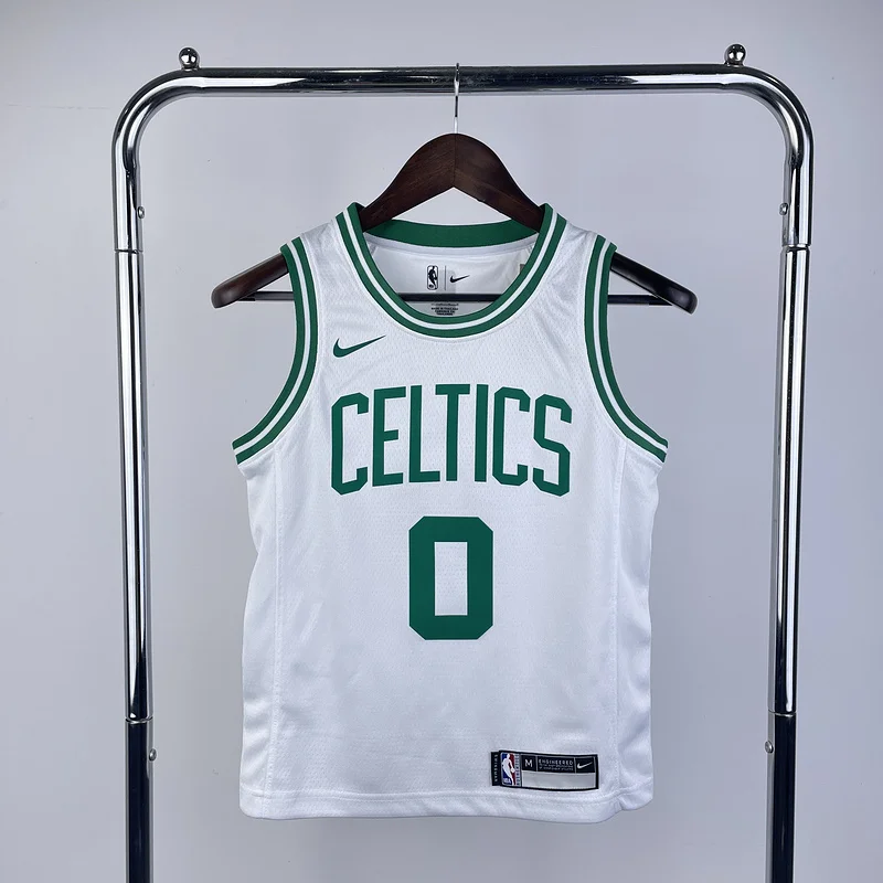 Youth kids Basketball Jersey Boston Celtics White #0 TATUM