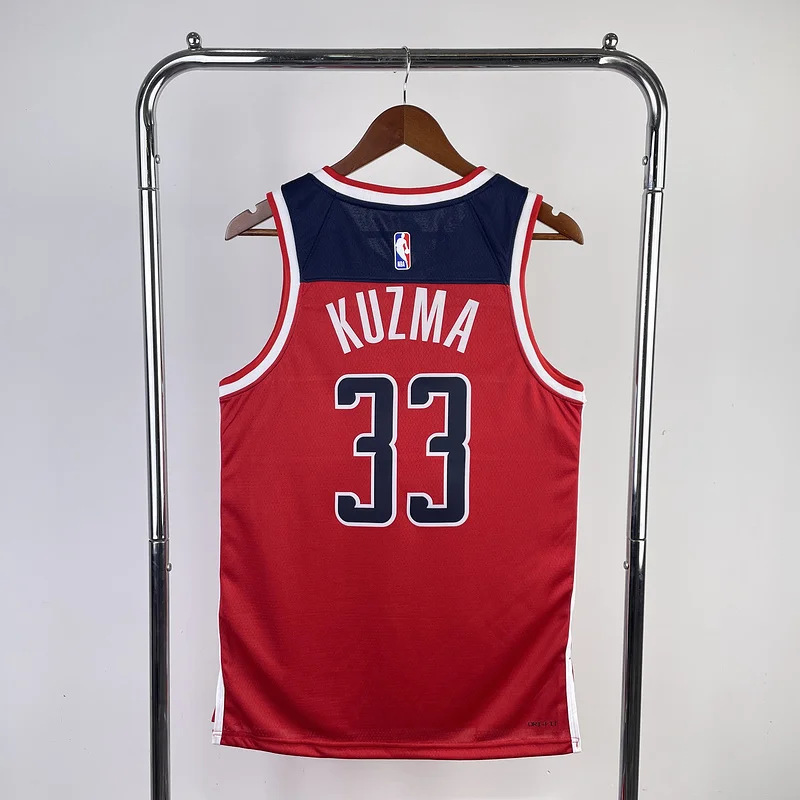 2023  Washington Wizards Basketball Jersey   Aawy   Red  #33    KUZMA