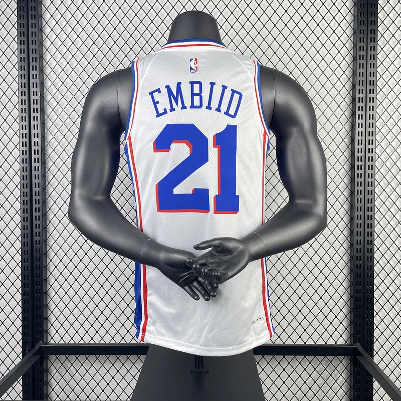 2023 Season NBA Philadelphia 76ers Basketball Jersey Home White #21 EMBIID