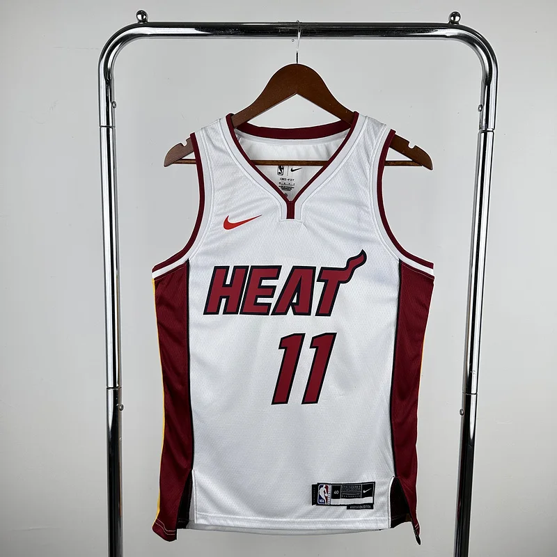 NBA Miami Heat basketball jersey V-neck Home White #11 JAQUEZ JR