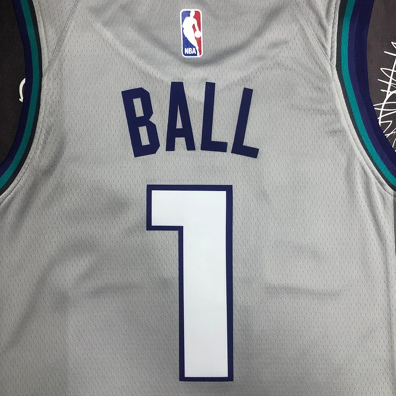 2019   Charlotte Hornets Basketball Jersey    Gray  #1  BALL