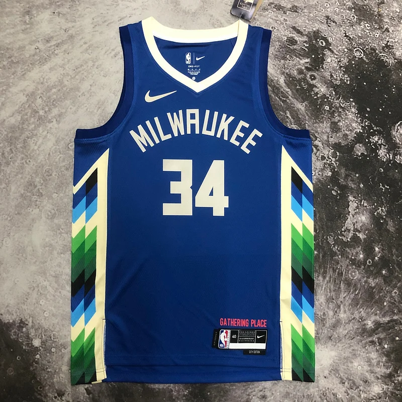 2023 Season NBA Milwaukee Bucks Basketball jersey city version #34