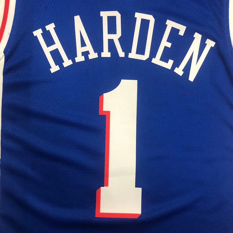 75th anniversary NBA Philadelphia 76ers Basketball Jersey V-neck Blue #1 HARDEN