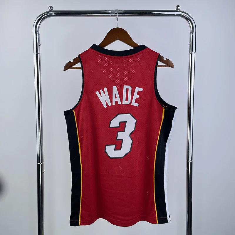 2005 2006 Season MN Hot Print Retro NBA Miami Heat basketball jersey red #3 WADE