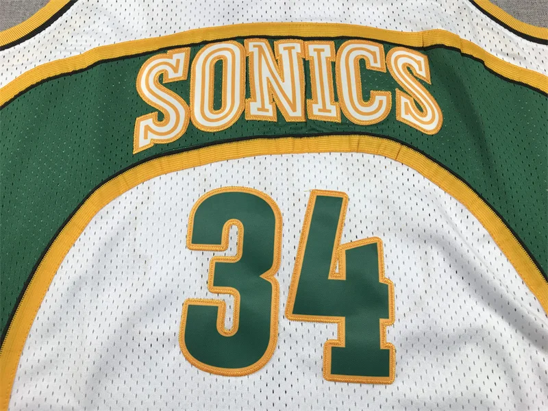 Mitchell Ness NBA Seattle SuperSonics Basketball jersey 34 Retro White