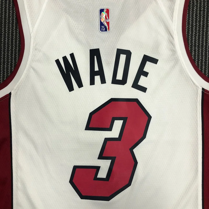 75th anniversary NBA Miami Heat basketball jersey White #3 WADE