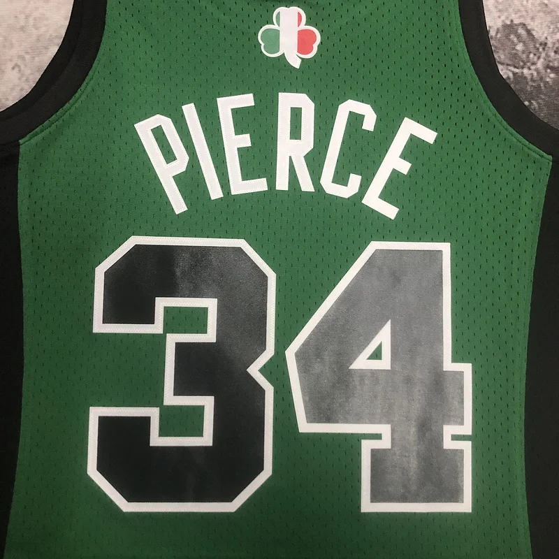 MN Hot Print Retro Boston Celtics Basketball Jersey italian race #34 PIERCE