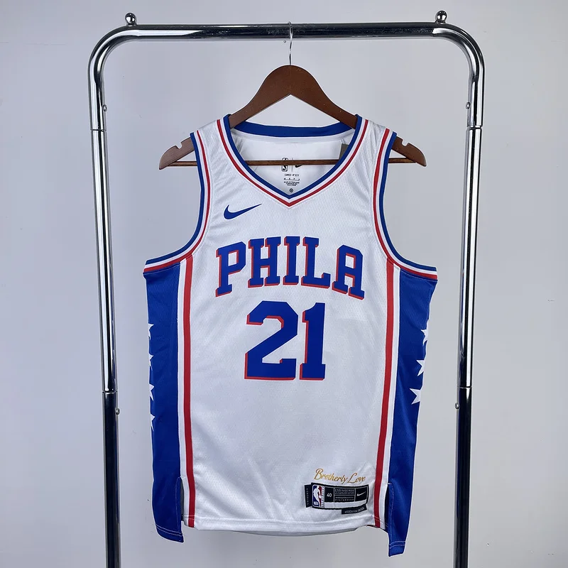 2023 Season NBA Philadelphia 76ers Basketball Jersey Home White #21 EMBIID