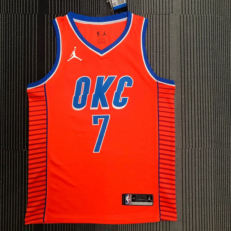 2021 NBA Oklahoma City Thunder Basketball Jersey trapeze Orange #7 ANTHDNY