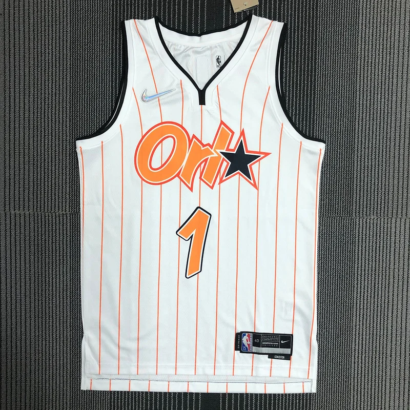 75th anniversary Orlando Magic Basketball Jersey White Orange #1 McGrady