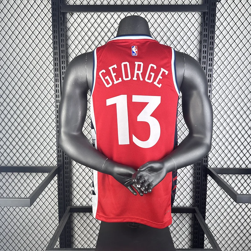 2025 Season    NBA Los Angeles Clippers Basketball jersey    trapeze  limited   Red  #13   GEORGE