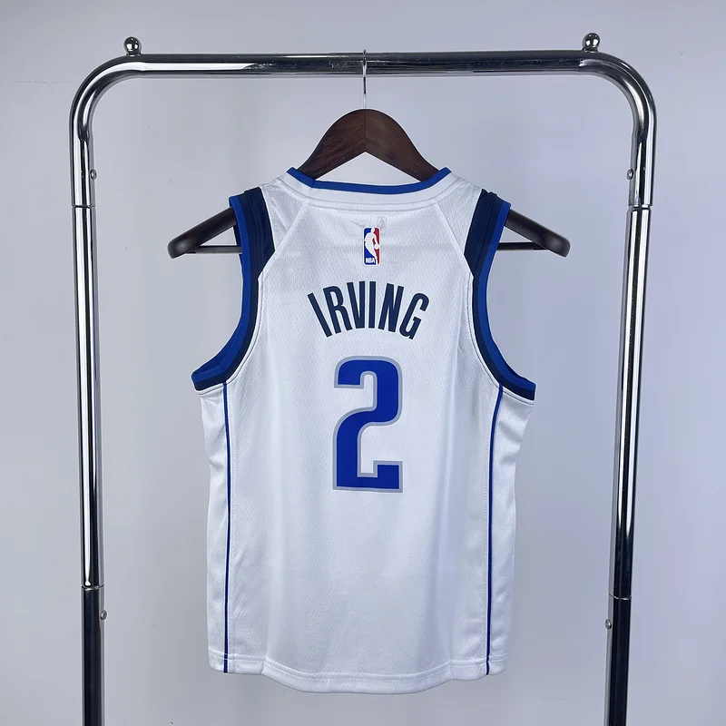 Youth kids Basketball Jersey Dallas Mavericks White #2 IRVING