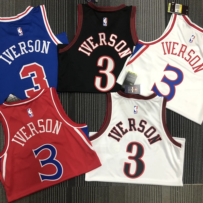 NBA Philadelphia 76ers Basketball Jersey  Retro Black #3 IVERSON