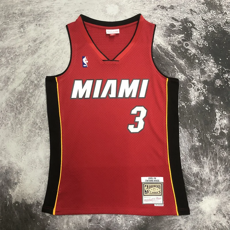 2005 2006 Season MN Hot Print Retro NBA Miami Heat basketball jersey red #3 WADE