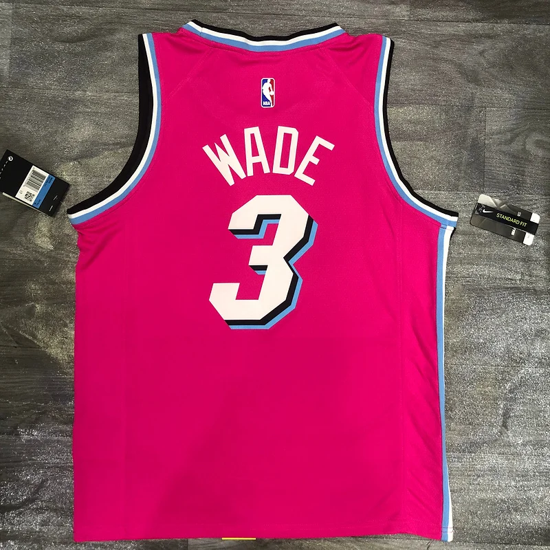 NBA Miami Heat basketball jersey round neck Pink #3 WADE