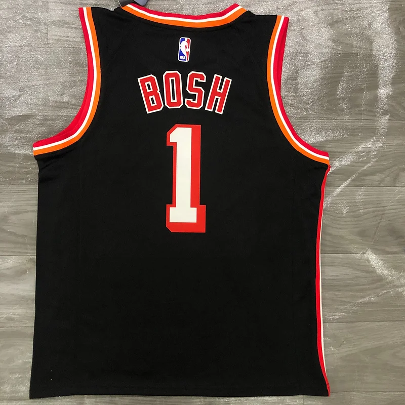 2018 Season NBA Miami Heat basketball jersey retro night Black #1 BOSH