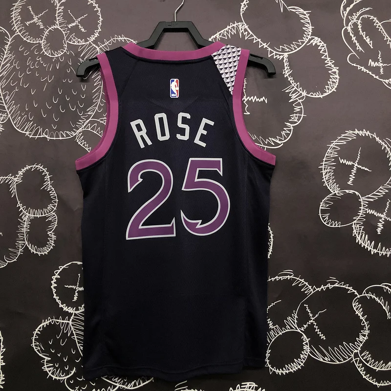 Minnesota Timberwolves Basketball Jersey Black Purple #25 ROSE