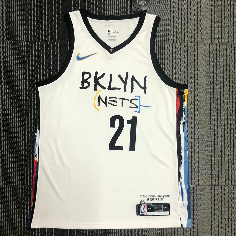 Brooklyn Nets Basketball jersey Graffiti White #21 CLOWNEY