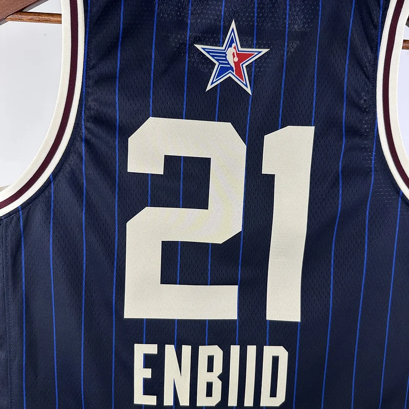 2024 Season NBA Philadelphia 76ers Basketball Jersey All-Star Blue #21 EMBIID