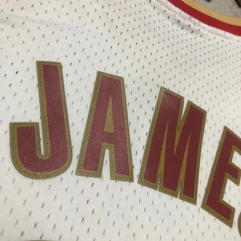 03/04 Mitchell Ness Hot Print Retro Cleveland Cavaliers Basketball Jersey White #23 JAMES