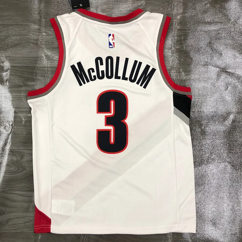 2021 Portland Trail Blazers Basketball Jersey Home White #3 McCOLLUM