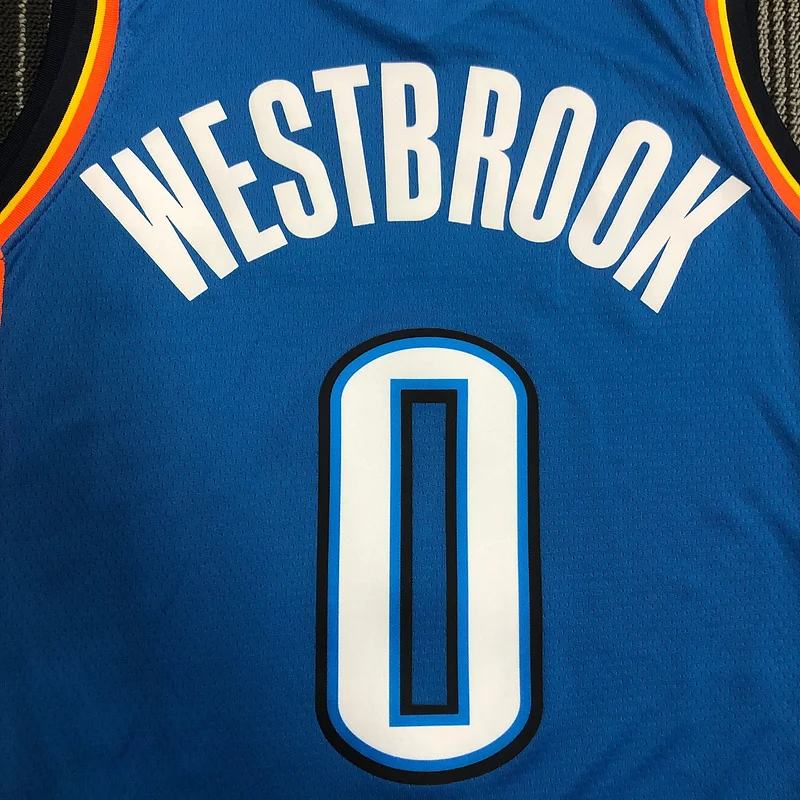 NBA Oklahoma City Thunder Basketball Jersey Blue #0 WESTBROOK