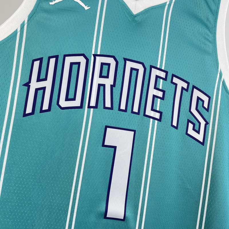 2023  Charlotte Hornets Basketball Jersey   Aawy  Blue  #1  BALL