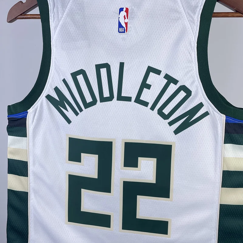 2023 Season NBA Milwaukee Bucks Basketball jersey Home White #22 MIDDLETON