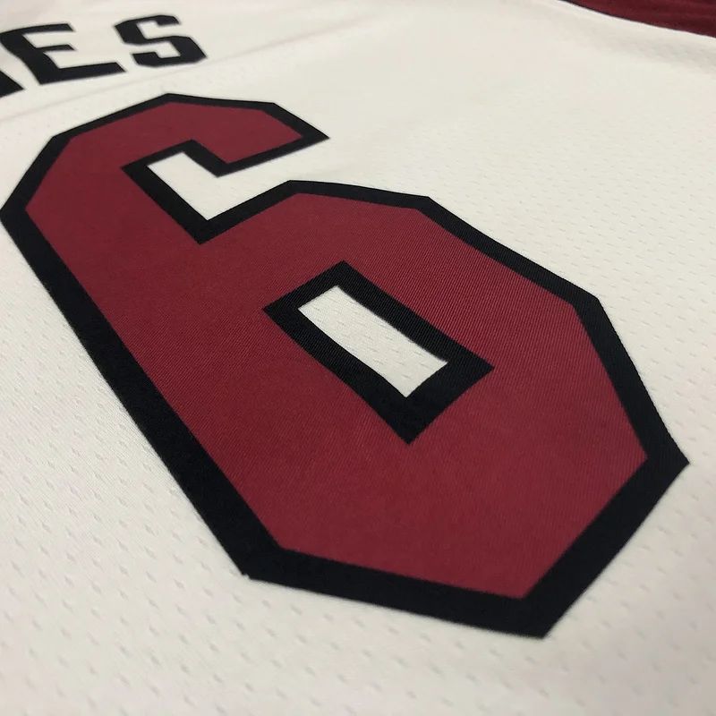 NBA Miami Heat basketball jersey V-neck White #6 JAMES