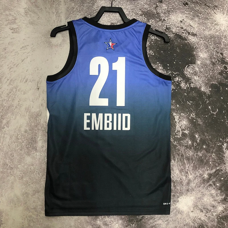 2023 Season NBA Philadelphia 76ers Basketball Jersey All-Star Blue #21 EMBIID