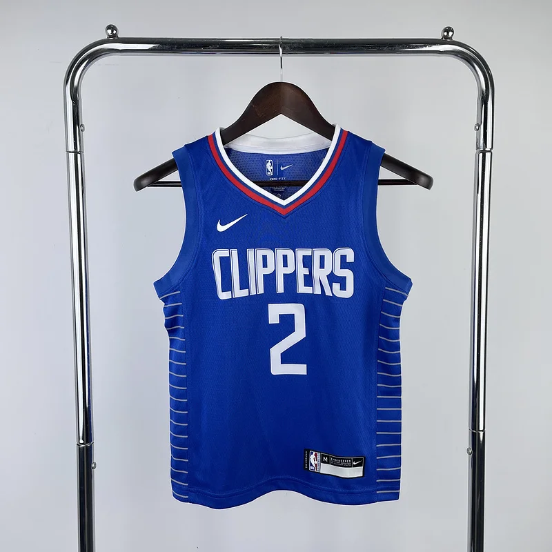 Youth kids Basketball Jersey Los Angeles Clippers Blue #2 LEONARD