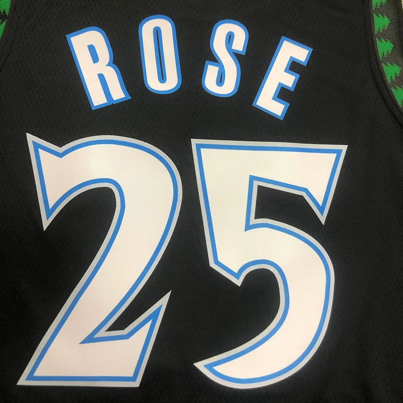 2018 Retro Minnesota Timberwolves Basketball Jersey Black #25 ROSE