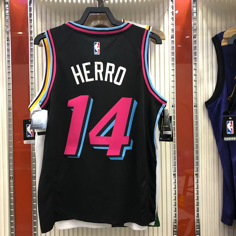 NBA Miami Heat basketball jersey round neck Black #14 HERRO