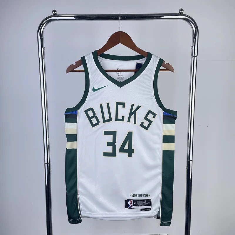 2023 Season NBA Milwaukee Bucks Basketball jersey Home White #34 Antetokounmpo