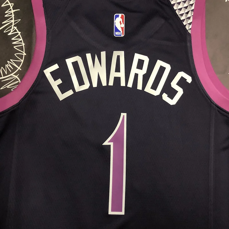 Minnesota Timberwolves Basketball Jersey Black Purple #1 EDWARDS