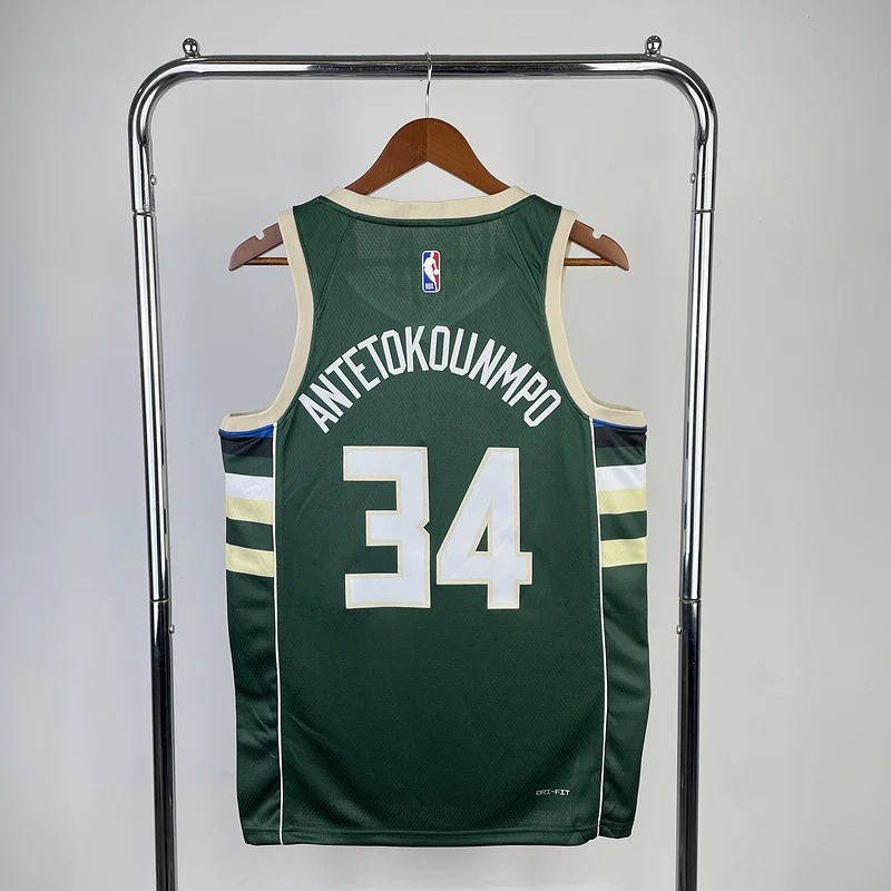 2023 Season NBA Milwaukee Bucks Basketball jersey Green #34 Antetokounmpo