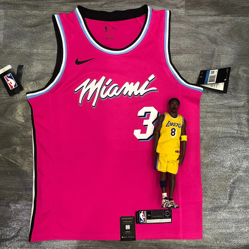 NBA Miami Heat basketball jersey round neck Pink #3 WADE