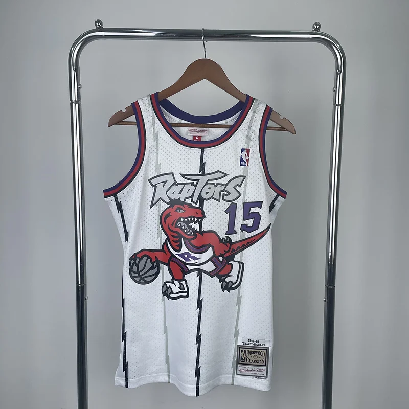 1999 Mitchell Ness Hot Print Retro NBA Toronto Raptors Basketball Jersey White #15 CARTER