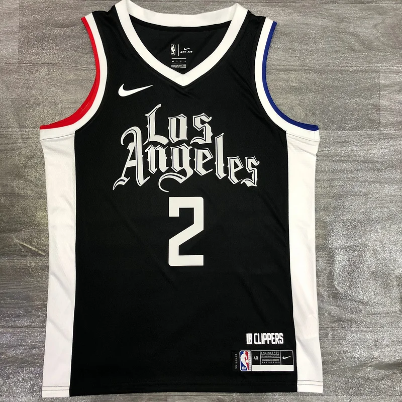 2021 Season NBA Los Angeles Clippers Basketball jersey  city version   Latin   Black  #2  LEONARD