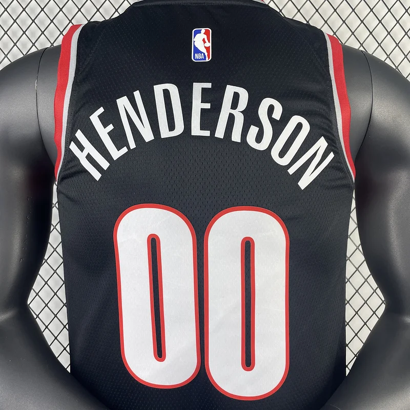 2023  Portland Trail Blazers Basketball Jersey   Black  #00   HENDERSON